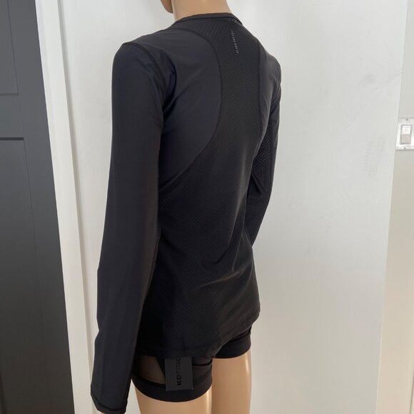 Karma Athletics Womens Black Long-Sleeve Perforated Activewear Top Size Small - Picture 3 of 16